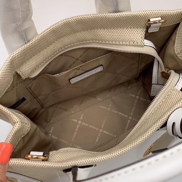 Michael Kors Mirella Small Shopper Top Zip Crossbody Bag Optic White MK NWT - Picture 13 of 16